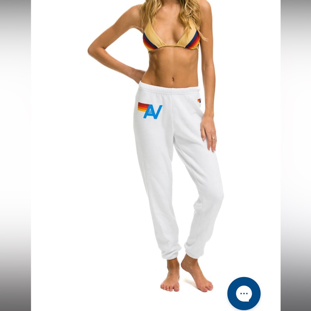 Aviator Nation Logo Sweatpants - white, small